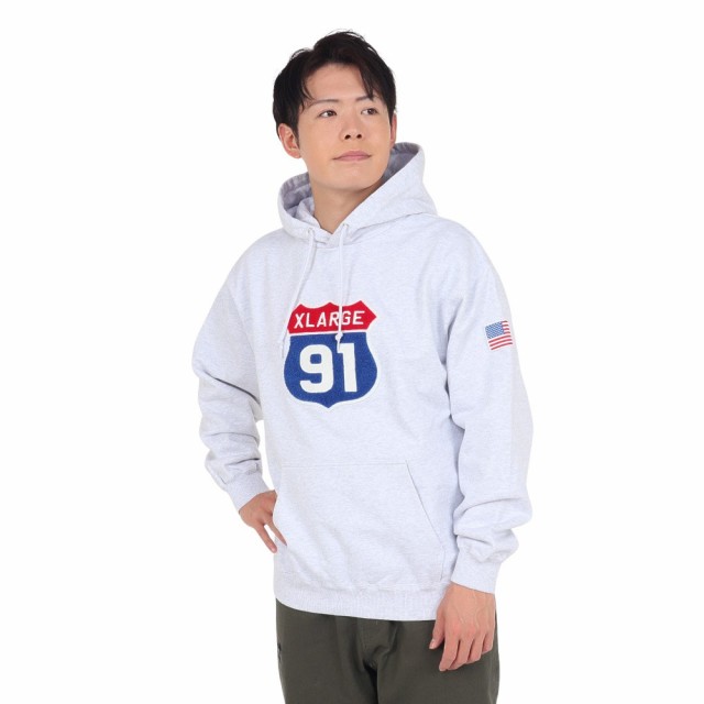 エクストララージ(XLARGE)XL 91 フーデッド スウェットシャツ 101234012023-ASH(Men’s)