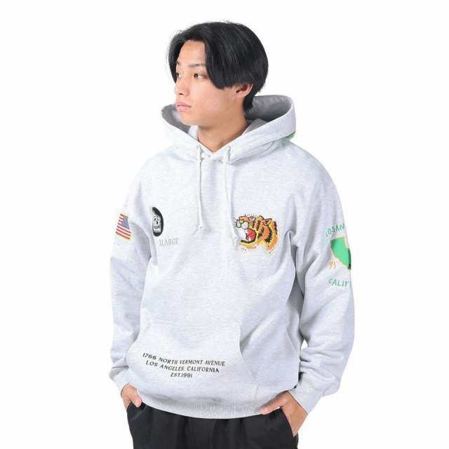 エクストララージ(XLARGE)TIGER EMBROIDERY フーディースウェット 101241012014-ASH(Me…