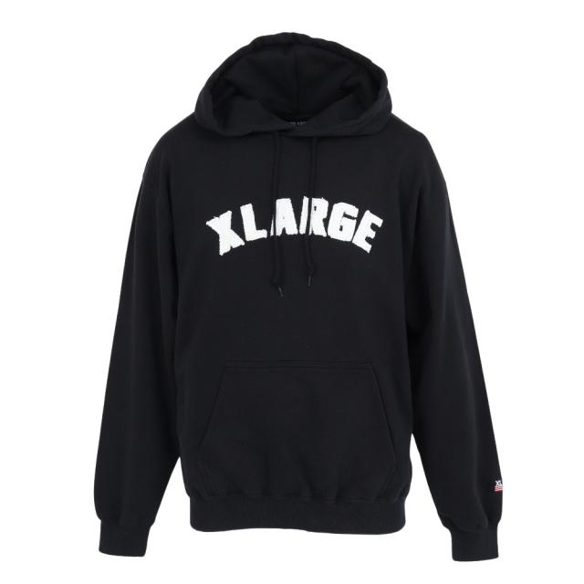 エクストララージ(XLARGE)ARCH ロゴ プルオーバー フーデット スウェットシャツ 101253012014-BLAC…