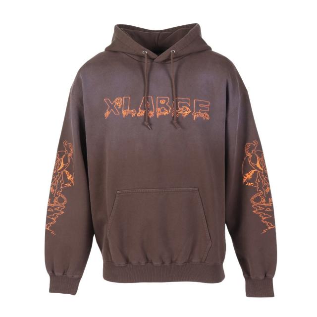 エクストララージ(XLARGE)CREEPY MANSION フーディ スウェットシャツ 101254012005-BROWN…