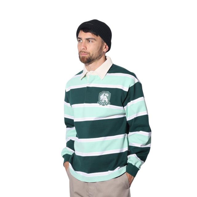 エクストララージ(XLARGE)EMBLEM STRIPED RUGBY シャツ 101241013001-GREEN(Men…