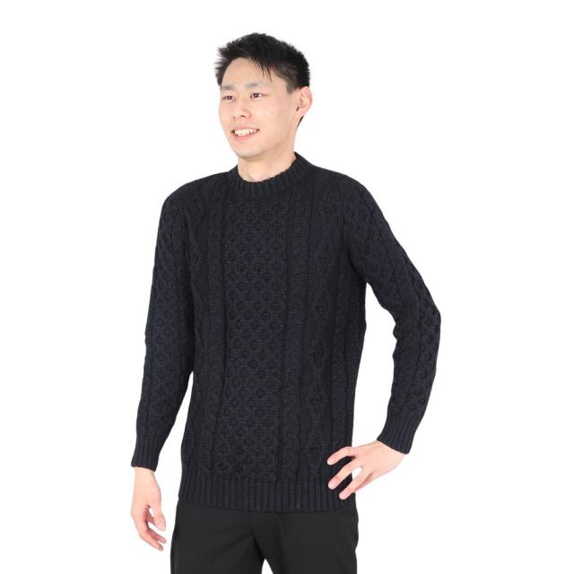 ケリーウーレンミルズ(KERRY WOOLLEN MILLS)アラン ケーブル クルー セーター KW-0002 Midnig…