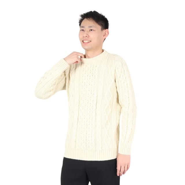 ケリーウーレンミルズ(KERRY WOOLLEN MILLS)アラン ケーブル クルー セーター KW-0002 Pure A…