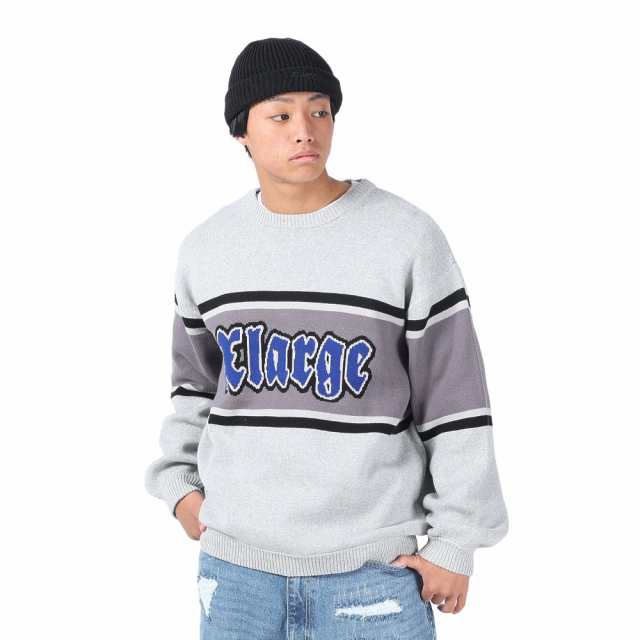 エクストララージ(XLARGE)STRIPED クルーネックニット トップス 101241015001-GREY(Men’s)