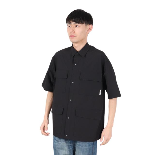 PLES MAKERS(PLES MAKERS)シアサッカーテック 半袖シャツ 25555001-BLK