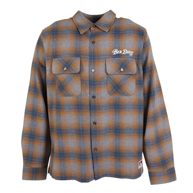 ベンデイビス(BEN DAVIS)オンブレ チェック 刺繍 長袖シャツ 25780021-YEL(Men’s)
