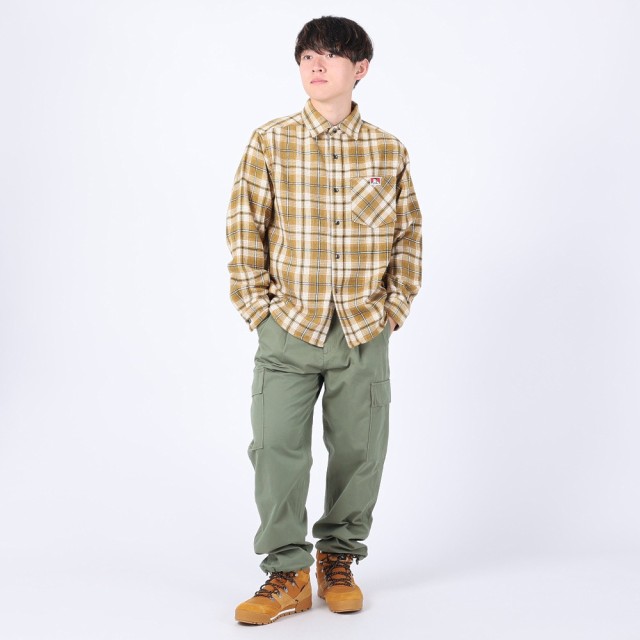 ベンデイビス(BEN DAVIS)HEAVY PLAID 長袖シャツ 23780028-82BEIGE(Men's)