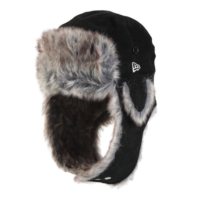 ニューエラ(NEW ERA)帽子 フライトキャップ トラッパー コーデュロイ 黒 ブラック Lサイズ  14667627(Me…