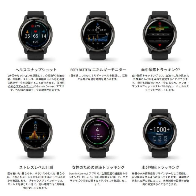ガーミン(GARMIN)スマートウォッチ 時計 Venu2 ヴェニュー2 Granite Blue/Silver 010-02…_6