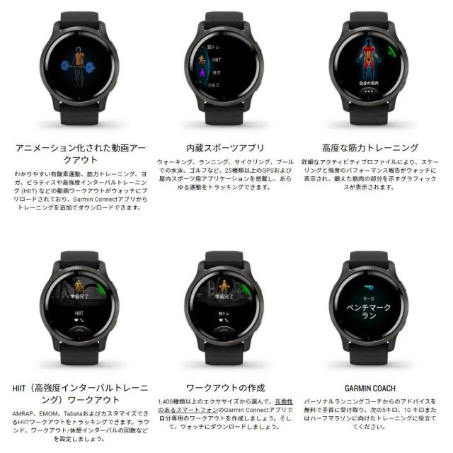 ガーミン(GARMIN)スマートウォッチ 時計 Venu2 ヴェニュー2 Granite Blue/Silver 010-02…_8