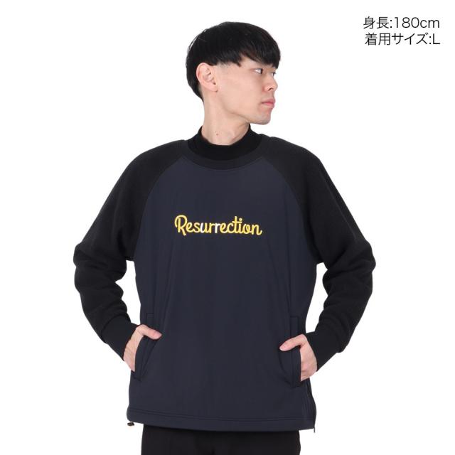 サイズ：L RESURRECTION レザレクション  モックネック 長袖Tシャツ 総柄 ネイビー系 [240101439101] ゴルフウェア レディース ストスト 1-240101460187-m-01-pl.jpg