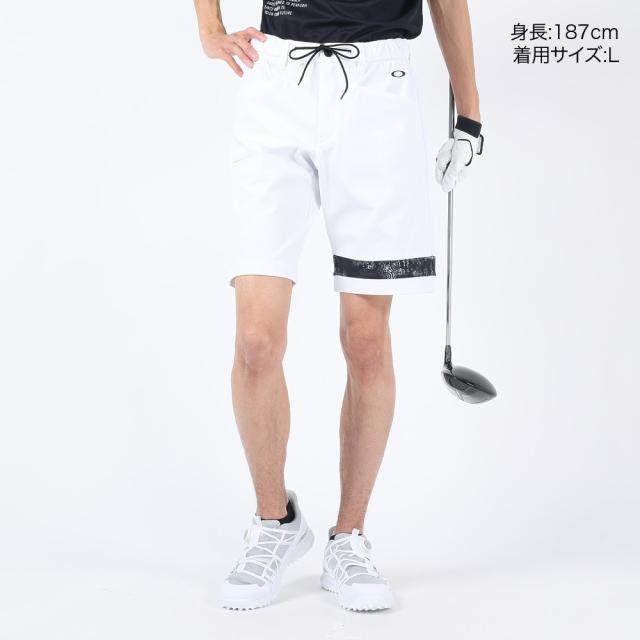 Oakley - 【超美品】オークリー ハーフパンツ 白×黒 総柄 ウエストゴム メンズ XL ゴルフウェア Oakley オークリー（OAKLEY）（メンズ）ゴルフウェア ハーフパンツ 吸汗