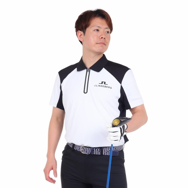 J.LINDEBERGゴルフウェア 半袖 吸水速乾 Arch Tour Golf ハーフジップポロ 071-21251-004…