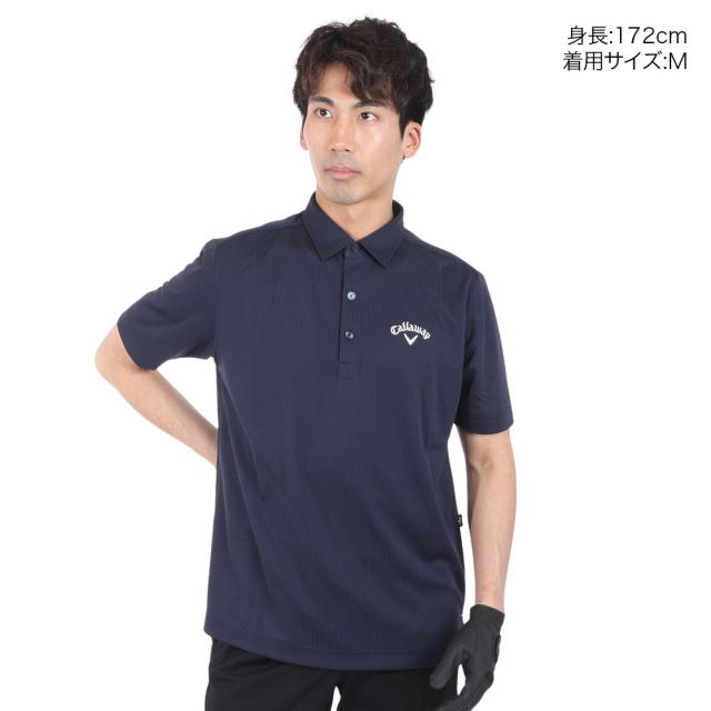 Callaway ゴルフポロシャツ Mサイズ ネイビー Callaway ゴルフウェア ポロシャツ ワンポイント 半袖ポロシャツ