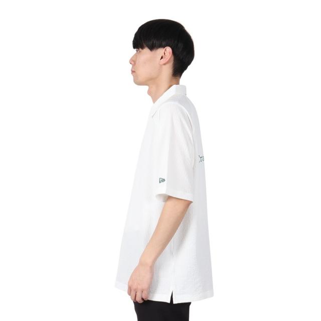 【新作】NEW ERAスキッパー ポロシャツ ホワイト | ゴルフ NEW ERA ポロシャツ ニューエラ ゴルフ 半袖 スキッパー メンズ
