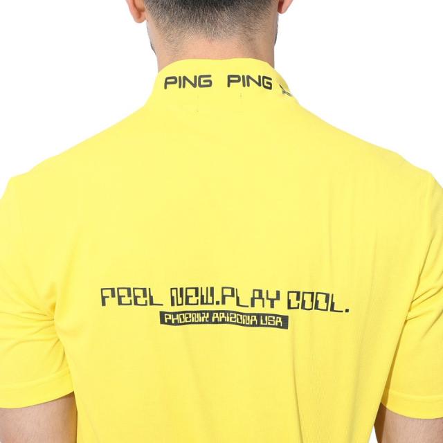 ping ピン　ゴルフウェア　ハーフジップ　モックネックシャツ　メンズ　L 黄 ping ピン ゴルフウェア ハーフジップ モックネックシャツ