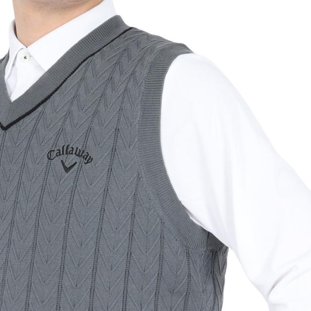 Callaway メンズ ベージュ Vネック ベスト L キャロウェイ メンズ V