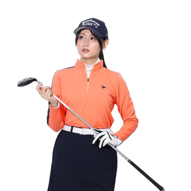 クランク(CLUNK)ゴルフウェア 吸湿発熱 ハイネックハーフジップシャツ CL5SUG07 ORG(Lady’s)の通販は 5,561円