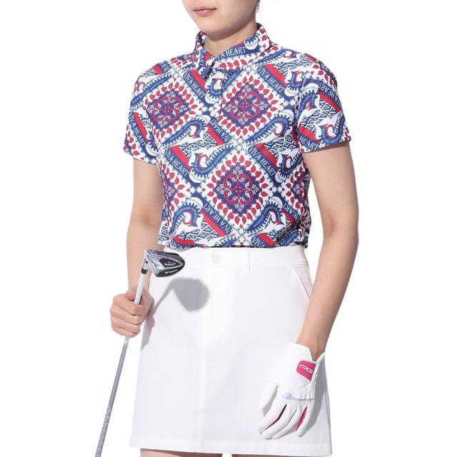 ビバハート(VIVA HEART)ゴルフウェア 接触冷感 吸水速乾 アイスタッチカノコ マジョリカスカーフ柄 半袖シャツ 01…の通販は 7,543円