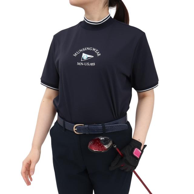 マンシングウエア(MUNSING WEAR)ゴルフウェア 吸汗速乾 遮熱 サンスクリーン 裾リブ付き モックネック 半袖シャツ…