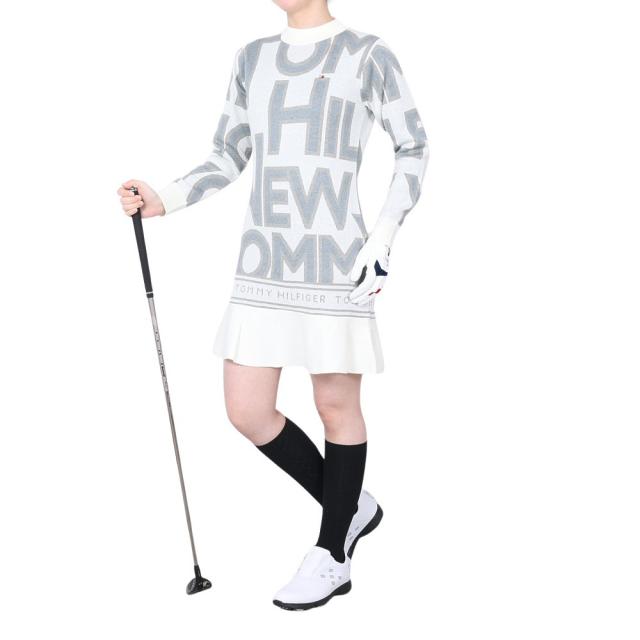 トミー ヒルフィガー ゴルフ(TOMMY HILFIGER GOLF)ゴルフウェア ロゴジャガード フレアニットワンピース(L…の通販は