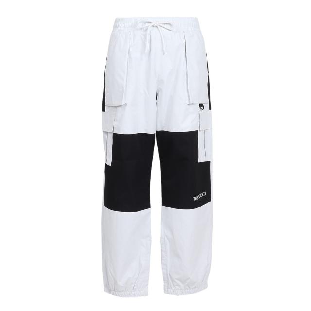 ☆ THE SOCIETY カーゴパンツ スノボーウェア Ｌ 白 × 黒 THE SOCIETY スノボーウェア パンツ ボトムス L 白 × 黒