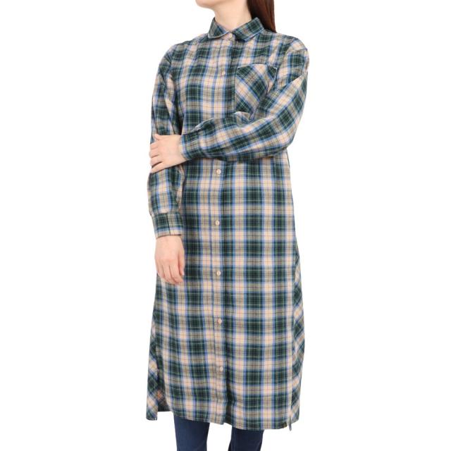 クリフメイヤー(KRIFF MAYER)ワンピース 長袖 ビエラシャツワンピース 2315803L-65:GREEN グリーン…