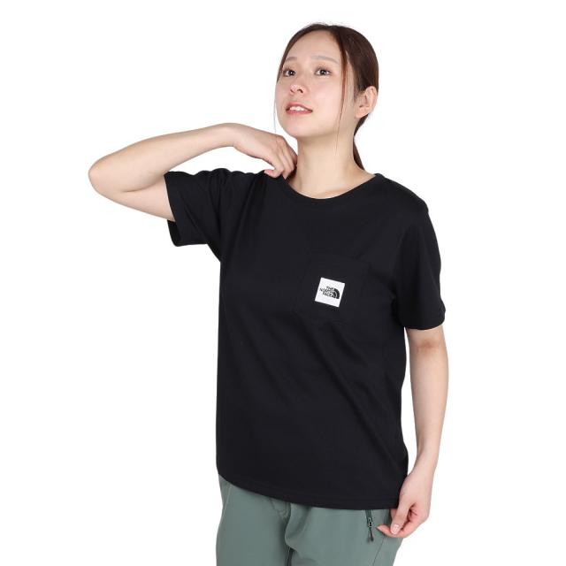 ザ・ノース・フェイス(THE NORTH FACE)半袖 スクエアロゴポケット Tシャツ NTW82541 K(Lady’s)