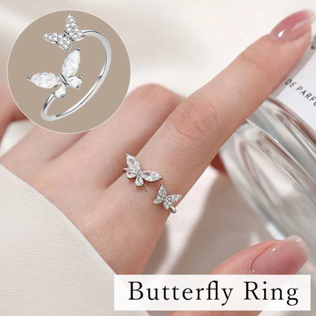 蝶デザインリング アクセサリー 指輪 シルバー レディース