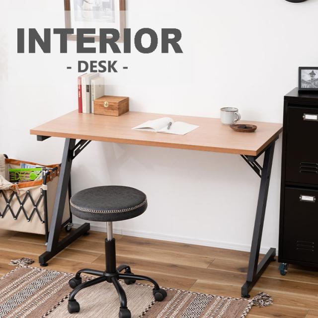 デスク パソコンデスク 120cm シンプル 学習机 勉強机 机 おしゃれ 木目調 ナチュラル スチール脚 Z型 インダストリアル OF-03NA OTTDの通販は