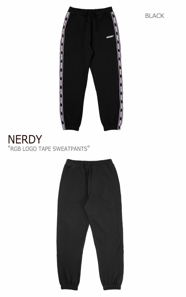 ノルディ ボトムス NERDY RGB LOGO TAPE SWEATPANTS BLACK PURPLE