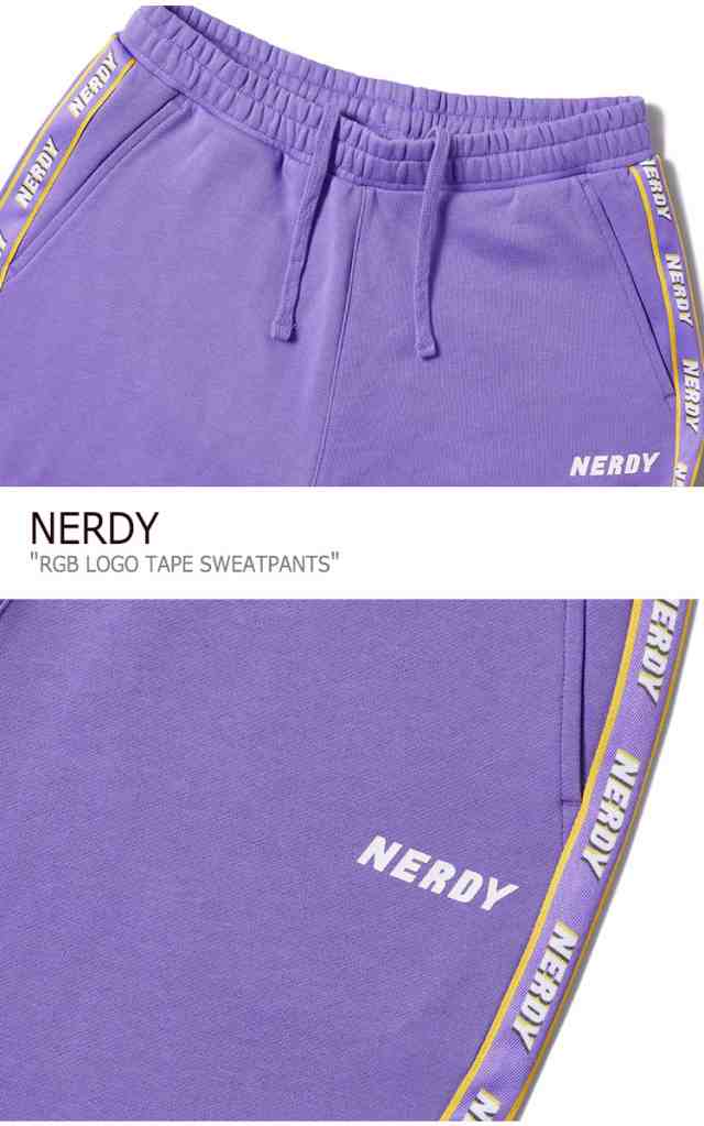 ノルディ ボトムス NERDY RGB LOGO TAPE SWEATPANTS BLACK PURPLE