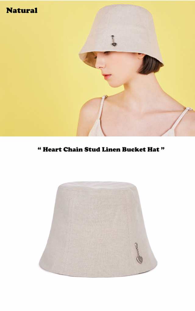 バザール ハット VARZAR Heart Chain Stud Linen Bucket Hat ハート