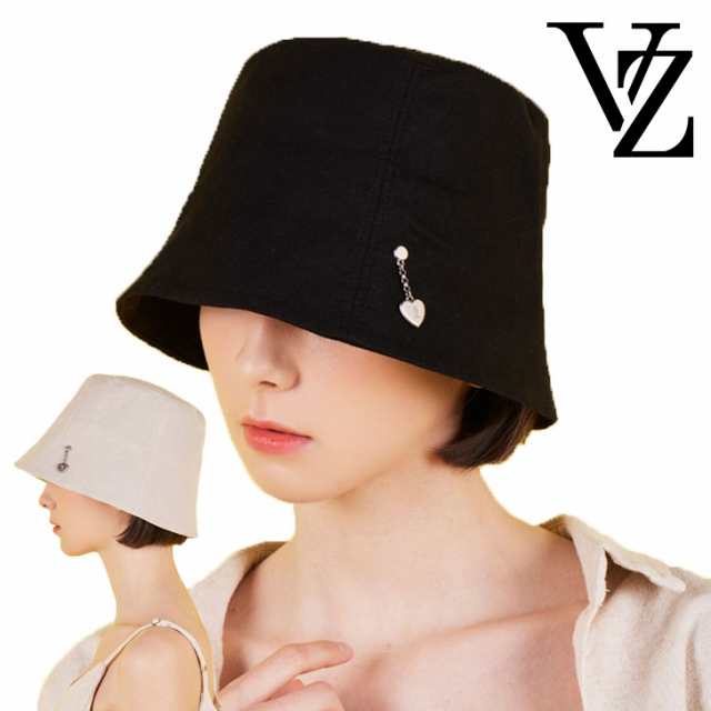 バザール ハット VARZAR Heart Chain Stud Linen Bucket Hat ハート