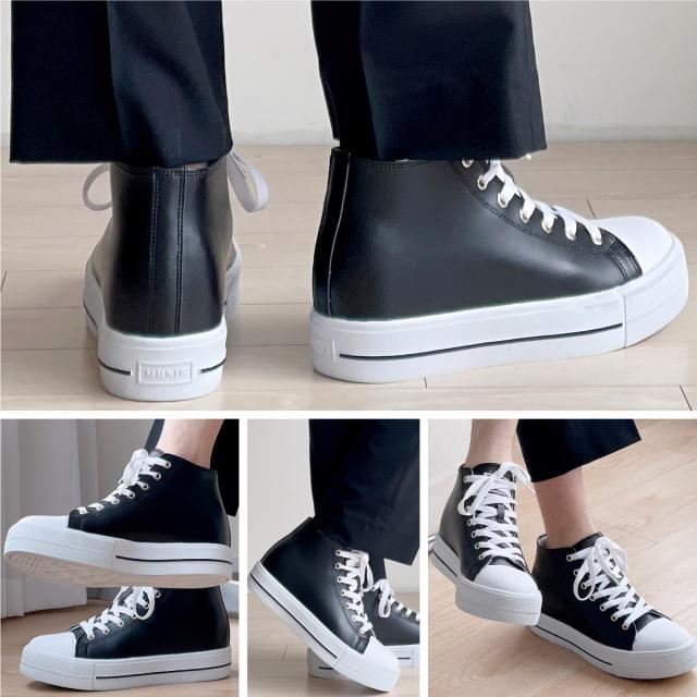 シークレットシューズ 9cmアップ シークレットスニーカー 本革 男女兼用 ハイカット 22.0cm〜 kk2-110
