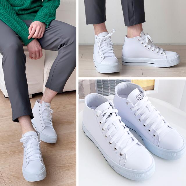 シークレットシューズ 9cmアップ シークレットスニーカー 本革 男女兼用 ハイカット 22.0cm〜 kk2-110