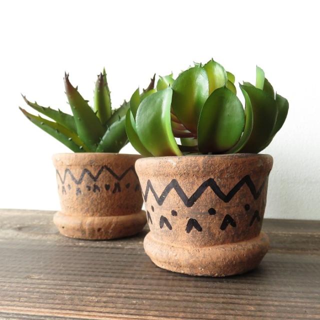 観葉植物 フェイクグリーン ウェーブライン ミニポット 造花 エスニック調 多肉植物 センペルビウム アガペ インテリアの通販はau Pay マーケット インク