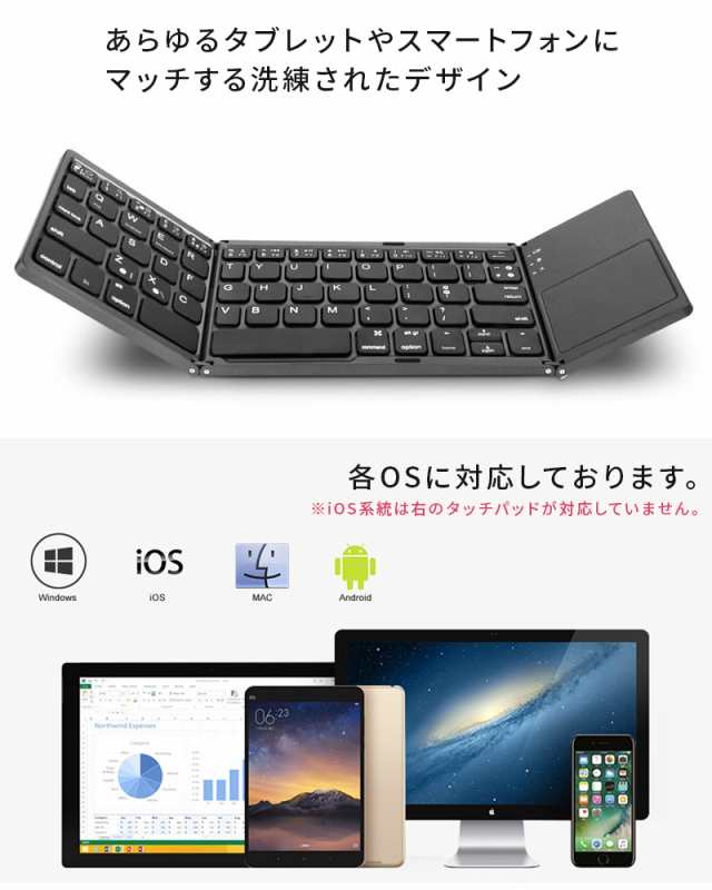 Bluetooth ワイヤレスキーボード 折りたたみ式 静音 64キー タブレット PC スマートフォン 充電式 iPhone iPad Android  送料無料の通販はau PAY マーケット - WONDER LABO