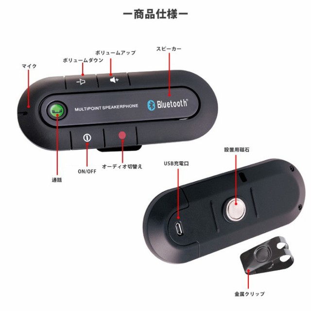 Bluetooth 車載 ワイヤレス スピーカー 車用 スピーカーフォン 通話 音楽 ハンズフリー 車 無線 カー用品 車内の通販はau Pay マーケット Wonder Labo