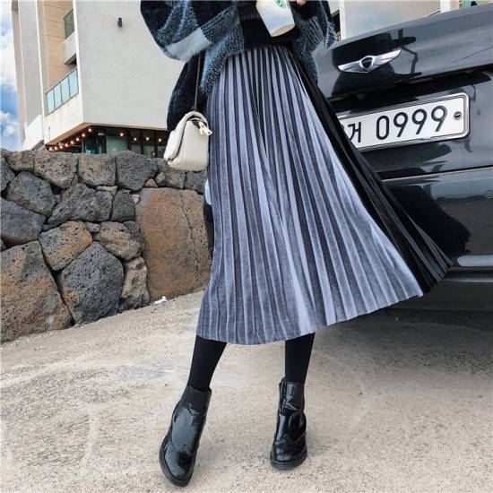 スカート プリーツスカート ロング 春夏新作 春服 春物 ロングスカート ミモレ丈 バイカラー プリーツ ベロア スカート プリーツスカートの通販はau Pay マーケット Leaflower