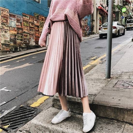 スカート プリーツスカート ロング 春夏新作 春服 春物 ロングスカート ミモレ丈 バイカラー プリーツ ベロア スカート プリーツスカートの通販はau Pay マーケット Leaflower