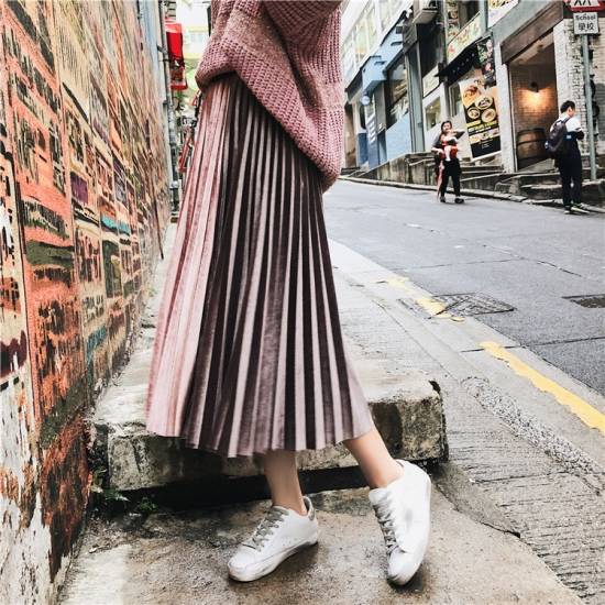 スカート プリーツスカート ロング 春夏新作 春服 春物 ロングスカート ミモレ丈 バイカラー プリーツ ベロア スカート プリーツスカートの通販はau Pay マーケット Leaflower