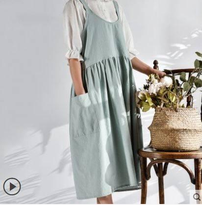 エプロン エプロンドレス レディース ボトムス エプロン ドレス ミディ丈 ワンピース 大きいサイズ ガーデニング ママ 韓国 春新作 春 の通販はau Pay マーケット Leaflower