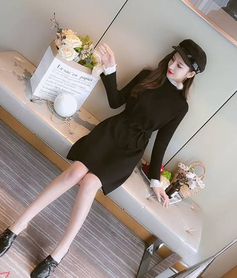 ミニワンピース ミニワンピ レディース タートルネック ニット ミニ丈 ワンピース ワンピ ベルト付き 長袖 韓国 トレンド 春新作 春 春色の通販はau Pay マーケット Leaflower