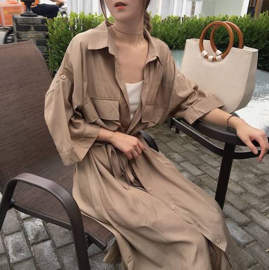 シャツワンピース シャツワンピ レディース オーバーサイズ ロング丈 ワンピース ウエストマーク ワンピ 大きいサイズ 春新作 春 夏 春色の通販はau Pay マーケット Leaflower