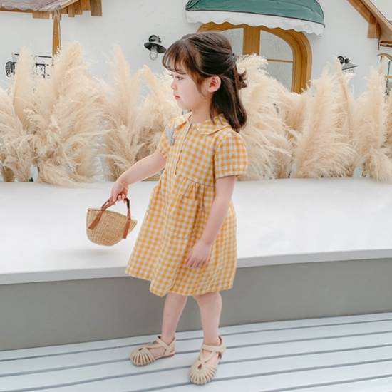 子供服 女の子 ワンピース キッズ服 かわいい チェック柄 プリント シャツワンピ 丸襟 半袖 シャツ ワンピース 夏ワンピ 春 夏 新作 春服の通販はau Pay マーケット Leaflower