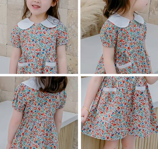 子供服 女の子 ワンピース キッズ かわいい マルチカラー プリントワンピ 丸襟 半袖 シャツワンピース 夏ワンピ 春 夏 新作 春服 夏服 の通販はau Pay マーケット Leaflower