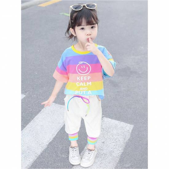 子供服 女の子 セットアップ パンツ Tシャツ ボトムス ズボン スマイル にこちゃん かわいい 半袖 春 夏 カジュアル シンプル 可愛い の通販はau Pay マーケット Leaflower