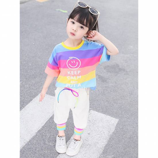 子供服 女の子 セットアップ パンツ Tシャツ ボトムス ズボン スマイル にこちゃん かわいい 半袖 春 夏 カジュアル シンプル 可愛い の通販はau Pay マーケット Leaflower