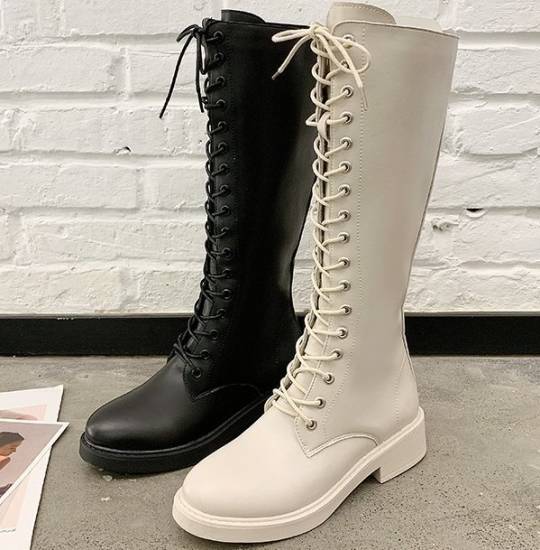 ブーツ レディース ロングブーツ 秋冬 レースアップ 編み上げブーツ 膝丈 ローヒール 厚底 美脚 サイドジッパー ブーツ レディース の通販はau Pay マーケット Leaflower
